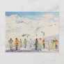 Vintage winter  sports, skiers  on the pistes postcard