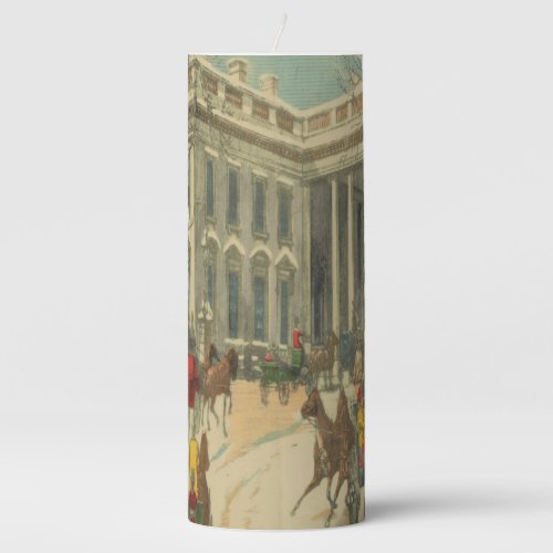 Vintage Winter White House Holiday Christmas Cards Pillar Candle