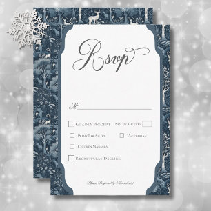 Vintage Winter William Morris Elegant Wedding RSVP Card