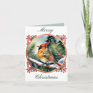 Vintage Winter Wonderland: Cardinal Christmas Holiday Card