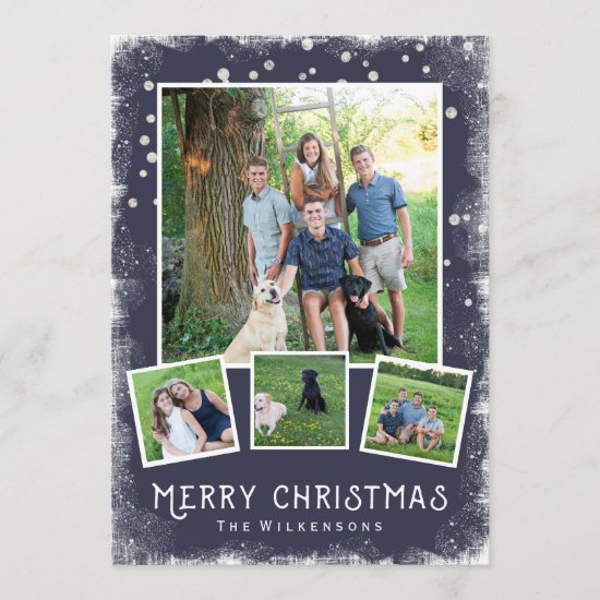 Vintage Winter Wonderland Christmas Photo Collage Holiday Card