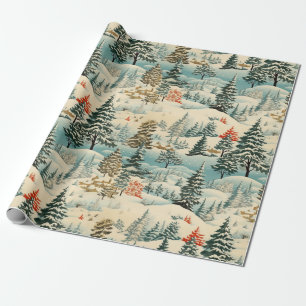 Vintage Winter's Haven Snowy Landscape Wrapping Paper