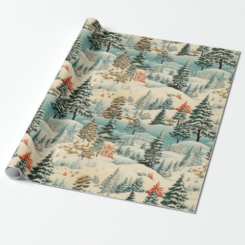 Vintage Winters Haven Snowy Landscape Wrapping Paper