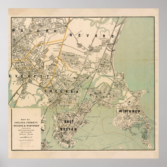 Vintage Winthrop, Chelsea, East Boston & Revere MA Poster (Front)