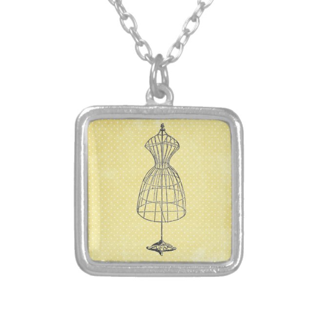 Vintage Wire Dress Frame Silver Plated Necklace (Front)