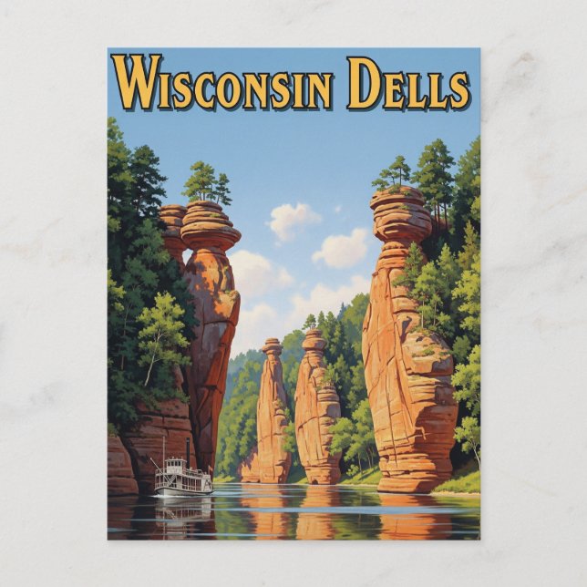 Vintage Wisconsin Dells Travel Postcard (Front)