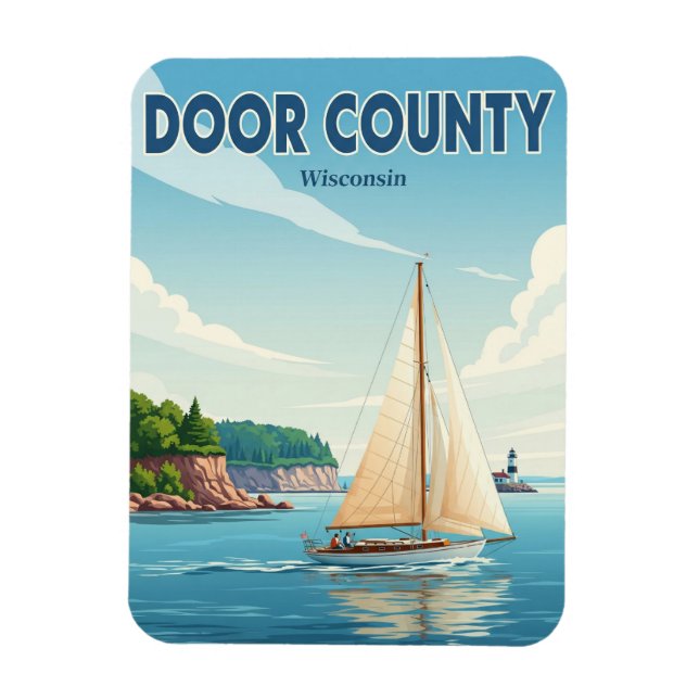 Vintage Wisconsin Door County Travel Magnet (Vertical)