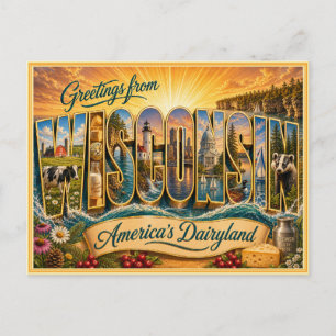 Vintage Wisconsin Greeting From Postcard