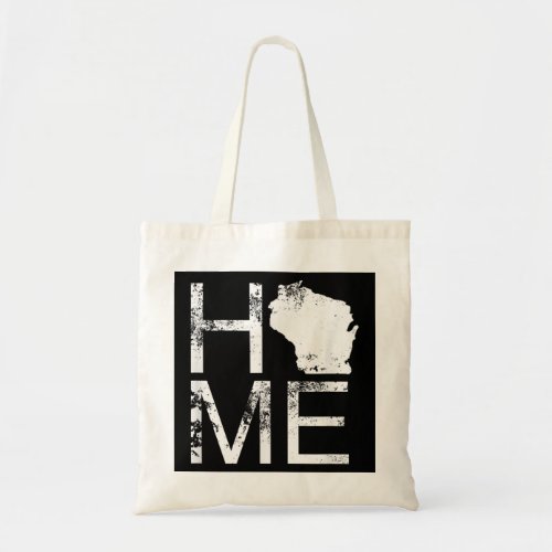 Vintage Wisconsin Home Map In Place Of O WI State  Tote Bag