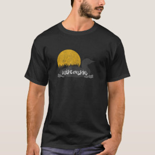 Vintage Wisconsin Loon Camping Hiking Gift Tee