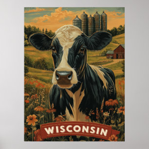 Vintage Wisconsin Patriotic Spirit Poster