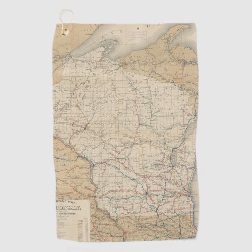 Vintage Wisconsin Railroad Map Golf Towel