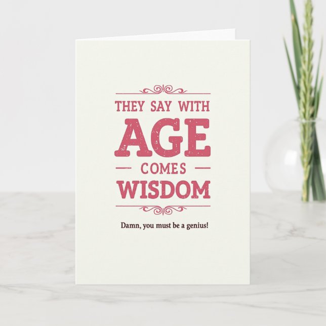 Vintage Wisdom Text Birthday Card (Front)