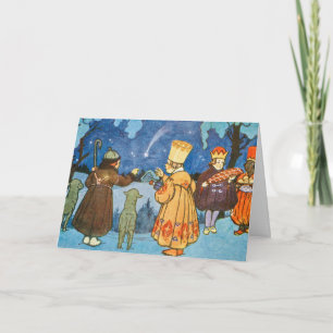 Vintage Wise Men and Sheep on Christmas Night Holiday Card