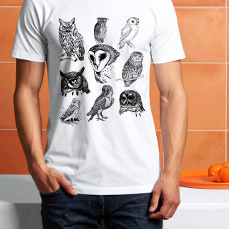 Vintage Wise Owls Doodle Collection T-Shirt