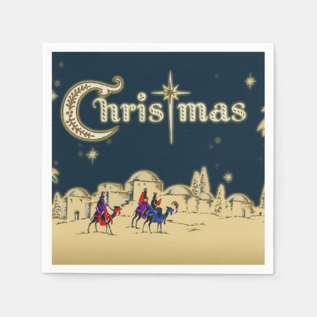 Vintage Wisemen/Desert Religious Christmas Paper Napkins (Front)