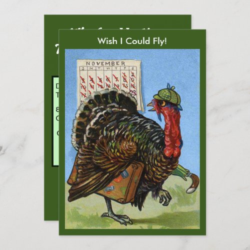 Vintage Wish I Could Fly Thanksgiving Turkey ZPR Invitation