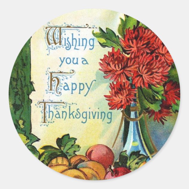 Vintage Wishing You A Happy Thanksgiving Stickers