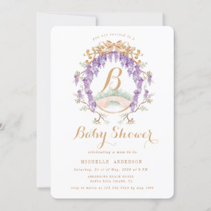 Vintage Wisteria Floral Regency Baby Shower Invitation