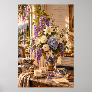 Vintage Wisteria Floral Wall Art