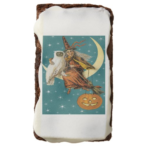 Vintage Witch And Owl On The Moon Brownies