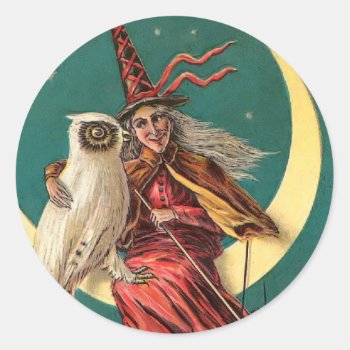 Vintage Witch And Owl Sticker by Vintage_Gifts at Zazzle