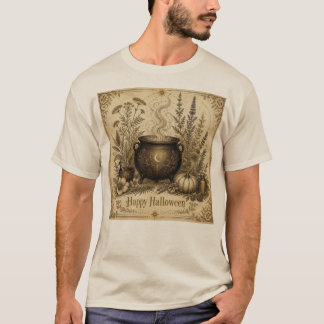 Vintage Witch Cauldron Halloween T-Shirt