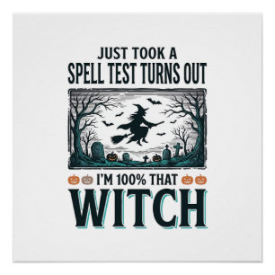 Vintage Witch DNA Humor Halloween Vector Design_1 Poster