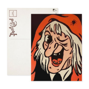Vintage Witch Face Decoration Postcard