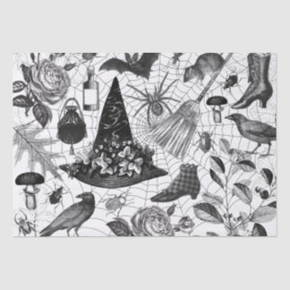 Vintage Witch Floral Halloween Ephemera Tissue Paper