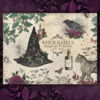 Vintage Witch Floral Halloween Ephemera