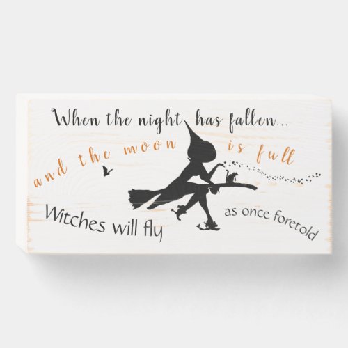 Vintage Witch Flying Wooden Box Sign