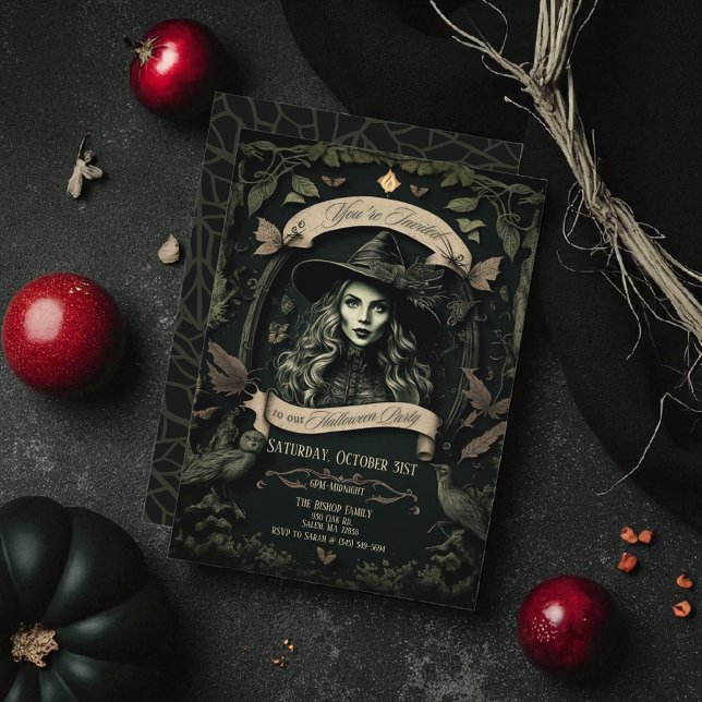 Vintage Witch Gothic Victorian Halloween Invitation (Creator Uploaded)