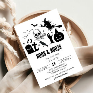 Vintage Witch Halloween Boss & Booze Party Invitation