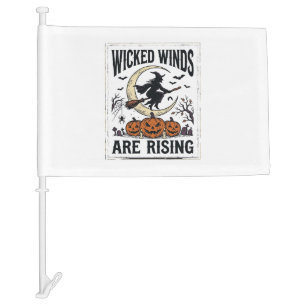 Vintage Witch Halloween Broomstick Pumpkin Moon Ar Car Flag