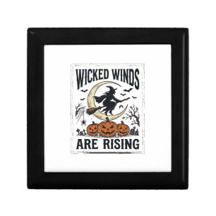 Vintage Witch Halloween Broomstick Pumpkin Moon Ar Gift Box
