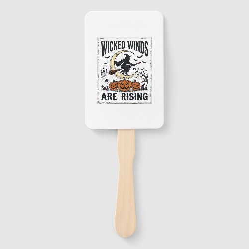 Vintage Witch Halloween Broomstick Pumpkin Moon Ar Hand Fan