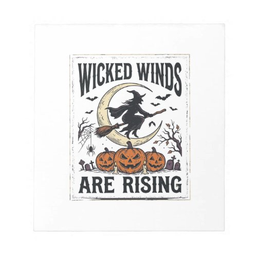 Vintage Witch Halloween Broomstick Pumpkin Moon Ar Notepad