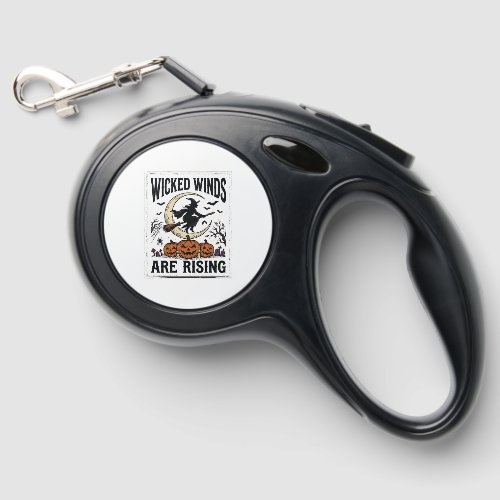 Vintage Witch Halloween Broomstick Pumpkin Moon Ar Retractable Pet Leash