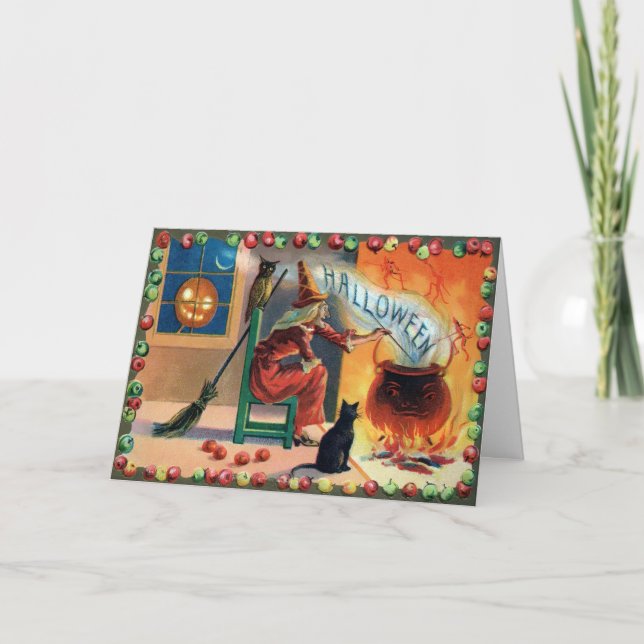 Vintage Witch Halloween Card (Front)