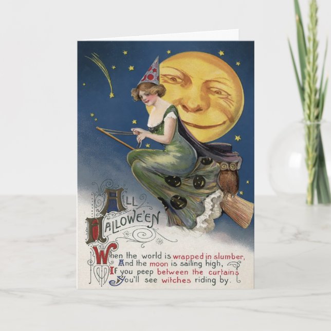 Vintage Witch Halloween Card (Front)