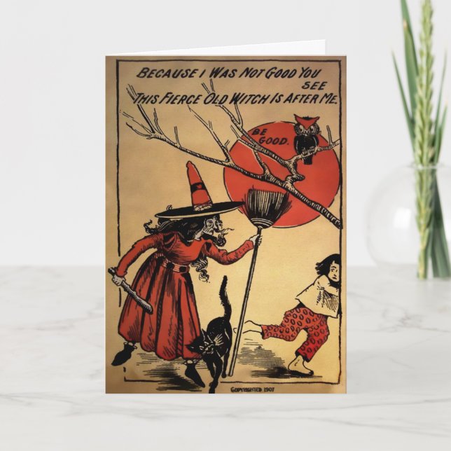 Vintage Witch Halloween Card (Front)