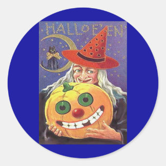 Vintage Witch Halloween Classic Round Sticker
