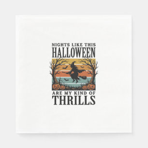 Vintage Witch Halloween Fright Scene Engraving Des Napkins