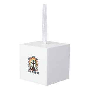 Vintage Witch Halloween Graveyard Silhouette Art_1 Cube Ornament