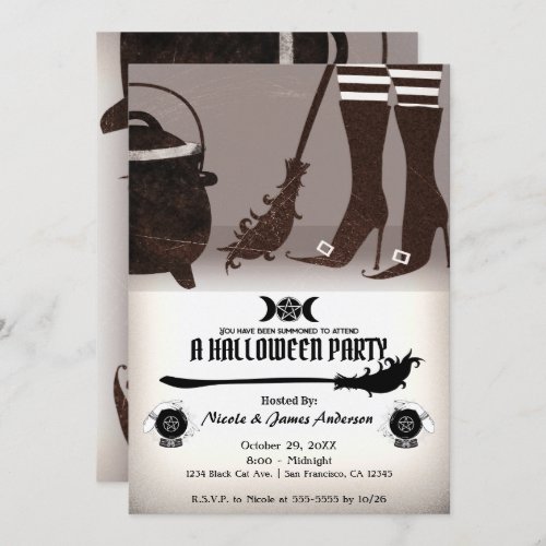 Vintage Witch Halloween Party Invitation