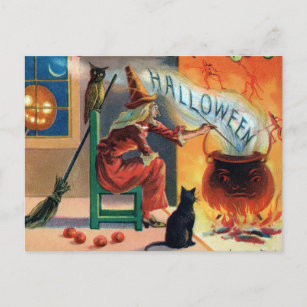 Vintage Witch Halloween Postcard