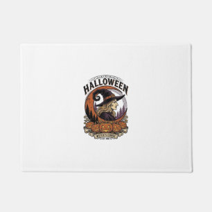 Vintage Witch Halloween Pumpkin Moon Engraving Art Doormat