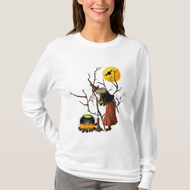 Vintage Witch Halloween Sweatshirt T-Shirt (Front)