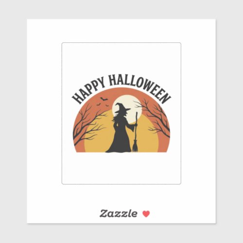 Vintage Witch Happy Halloween Shirt Design_1 Sticker